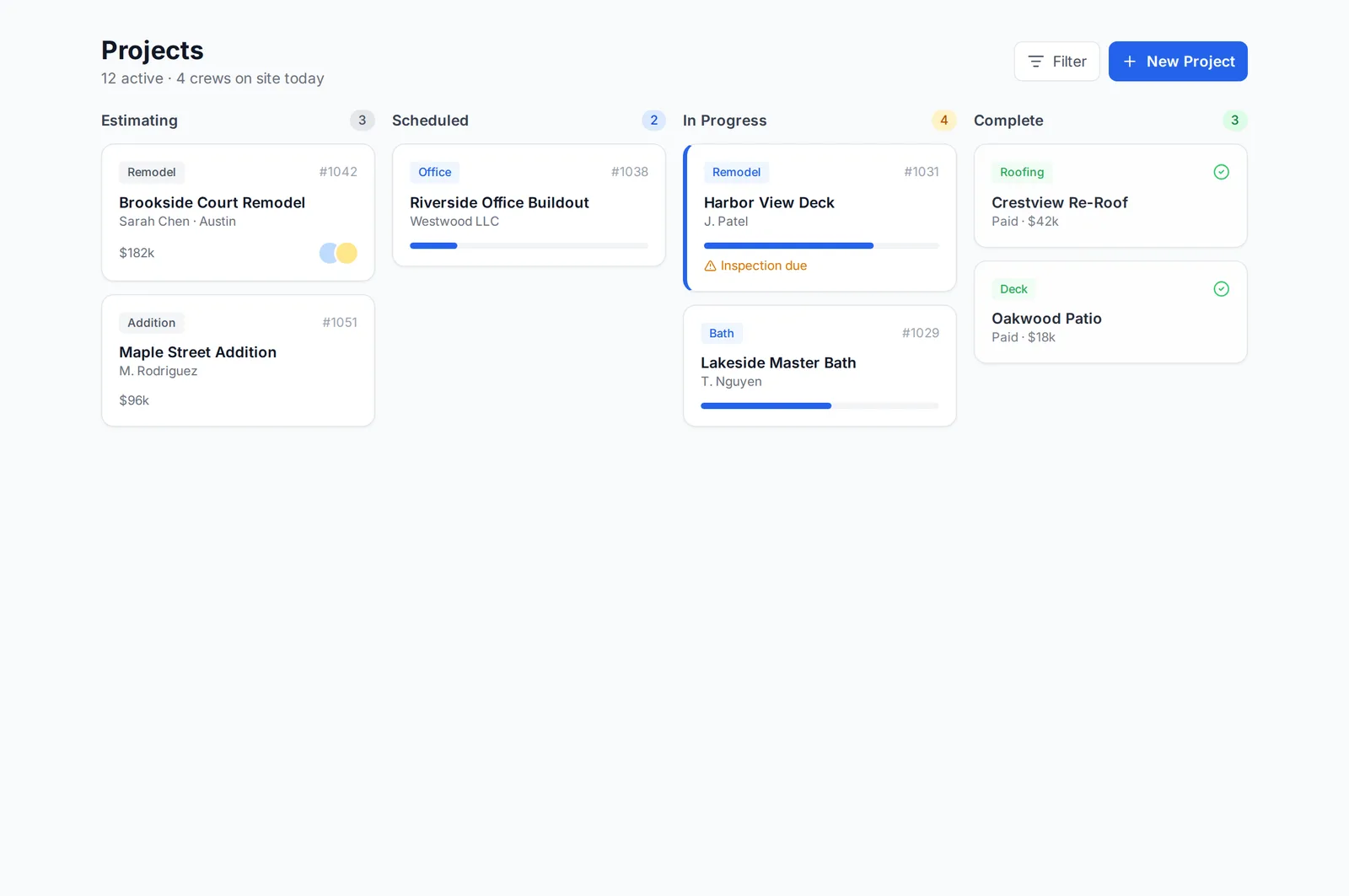 FieldsHub Projects board