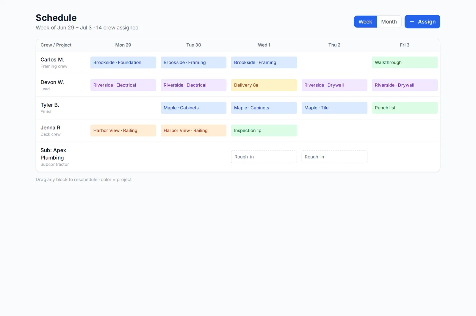 FieldsHub Schedule